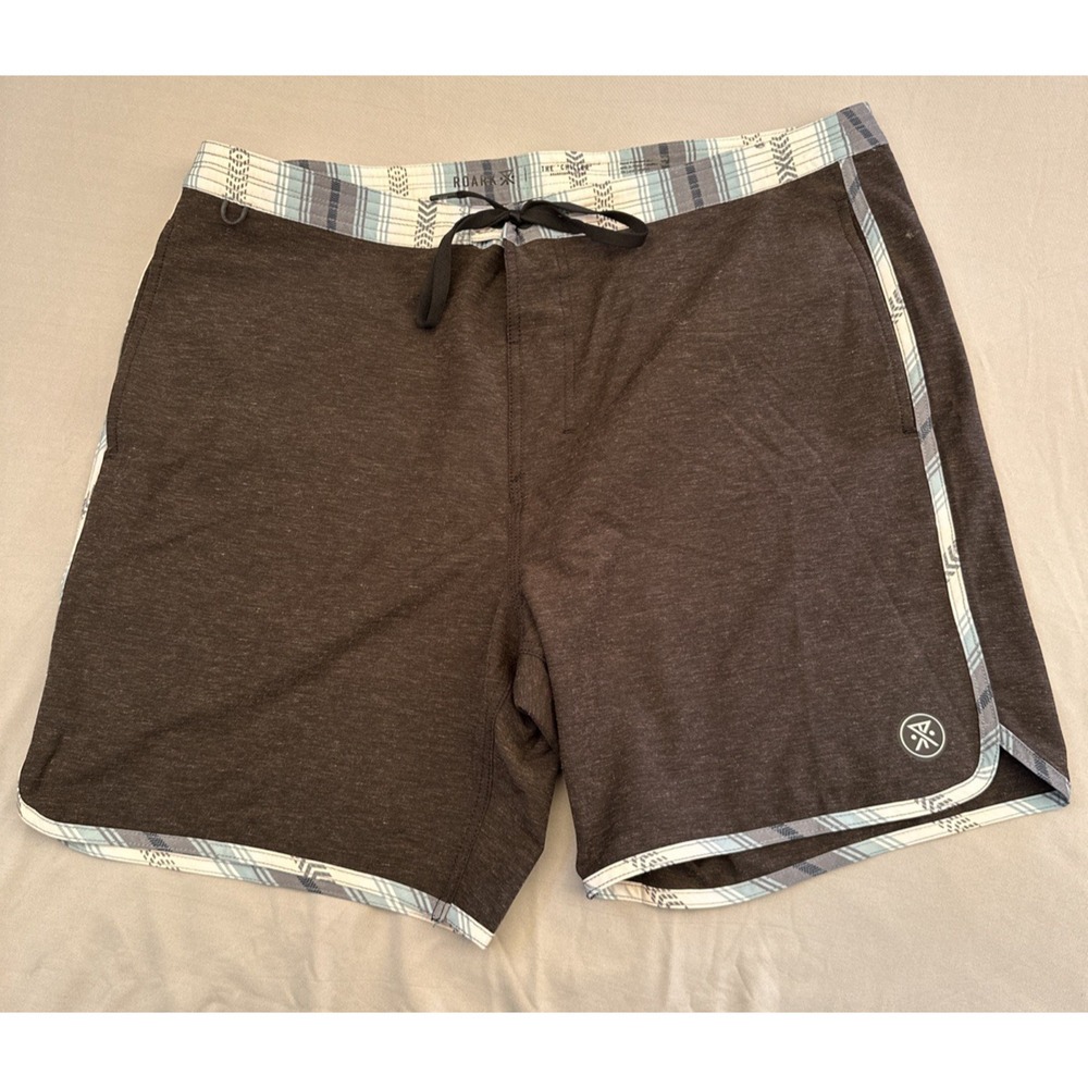 Roark The Chiller Raya Boardshorts Mens Sz 36 Gray Hemp Blend Constrasting Trim